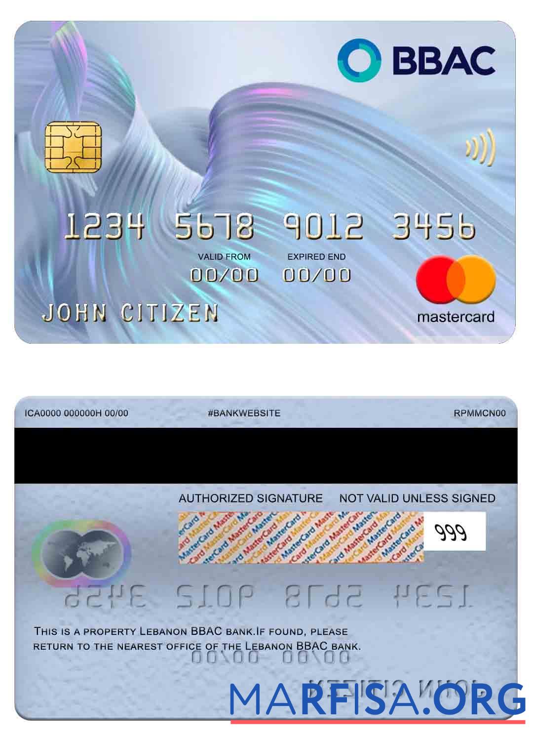 Realistic Lebanon BBAC bank mastercard download for verification